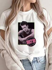 1pc Women's 90s Vintage Retro T-Shirt Dylan McKegg - Short Sleeve, Crew Neck, Casual Style With Name Print, Loose Fit - Machine Washable Gift For Fans - 白色 - 查看 1
