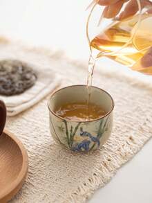 1/2/4/6pcs Bamboo Pattern Ceramic Tea Cups, Household Guest Tea Cups, Master Cups, Kung Fu Tea Cups, Black Tea Cups, Tea Tasting Cups, Espresso Cups, Party Afternoon Tea Cups, Coffee Cups, Gift Mugs - Multicolor - View 3