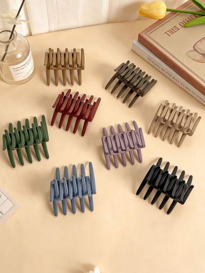 4pcs Solid Color Criss-Cross Hair Clips, 5-Tooth Bun Maker, Creative Matte Bun Shaper, Unique Design Fashion Half-Bun Hair Clips