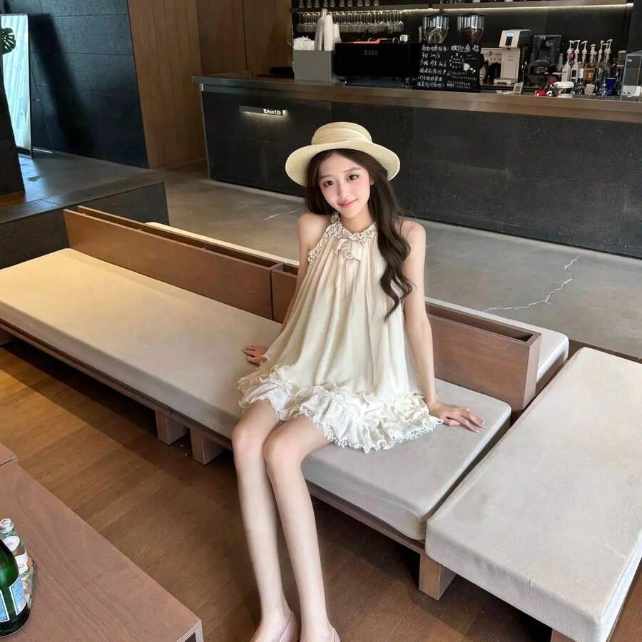 Women Long Dresses - Apricot Dress - View 1