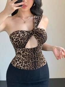 Camiseta sin mangas ajustada con tiras cruzadas huecas, estilo sexy y casual para mujer, Y2K - Negro 2 - Ver 2