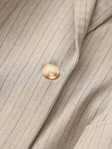 Blazer casual de unicolor para mujer - Caqui - Ver 3