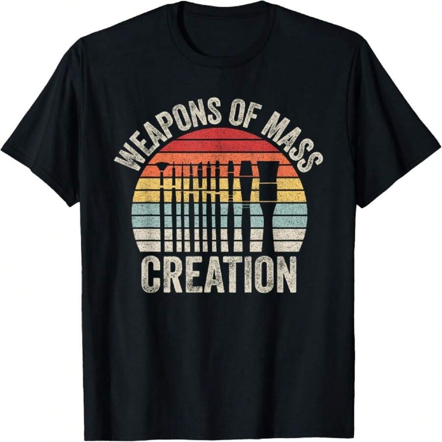 Vintage Retro Weapons Of Mass Creation Drawing Art Supply T-Shirt - Negro - Ver 1
