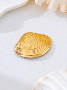 1pc/3pcs Brooch Bikini Accessories, Starfish, Shell, Conch Bohemian Textured Asymmetrical Golden Metal Ocean Life Brooch, Suitable For Daily, Party, Music Festival, Beach, Bikini, Elegant And Refined For Women - Yellow Gold - View 5