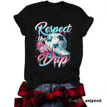 Camisetas casuales de manga corta para mujer, estilo europeo y americano, camisetas de verano de cuello redondo para la Copa Mundial de México y Canadá, en stock para comercio exterior. - azul real - Ver 5