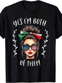 Women's Plus Size Short Sleeve Sports T-Shirt, 100% Cotton, Personality Style Above Attitude - 黑色 - 查看 6