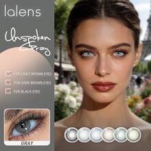 Lalens 1對 Unspoken 灰色圓形隱形眼鏡，柔和妝感美容隱形眼鏡，適合深色與淺色眼睛，自然融合色調，年戴，DIA 14.20MM，BC 8.6MM，適合生日禮物、日常妝容與學生造型，適合女性，大眼增強效果 - Glacier-Grey - 查看 4