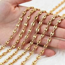1m 304不鏽鋼18K鍍金混編鍊條，咖啡豆與菱形鍊條，適用DIY珠寶製作 - 鏈條 - 查看 5