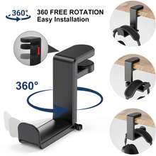 360° Rotating Earphone Holder, Made Of Plastic With Minimalist & Fashion Design, Featuring Cable Management Slot, Scratch-Resistant Curved Hook, Rotatable Earphone Stand And Non-Slip Rotating Storage Rack - Multicolor - View 7