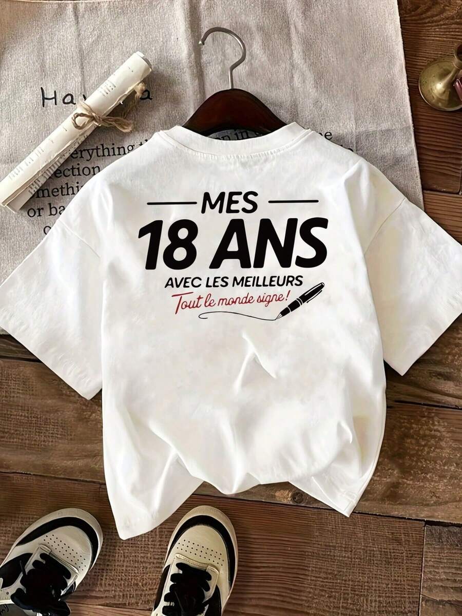 Cozy Comfy Lounge, ropa de primavera/verano de una pieza para el 18º cumpleaños, camiseta casual moderna para mujer con estampado en la espalda, top casual de manga corta y cuello redondo, elegante para fiestas, regalo de vacaciones, ropa suave y relajada para el hogar. - Blanco - Ver 1