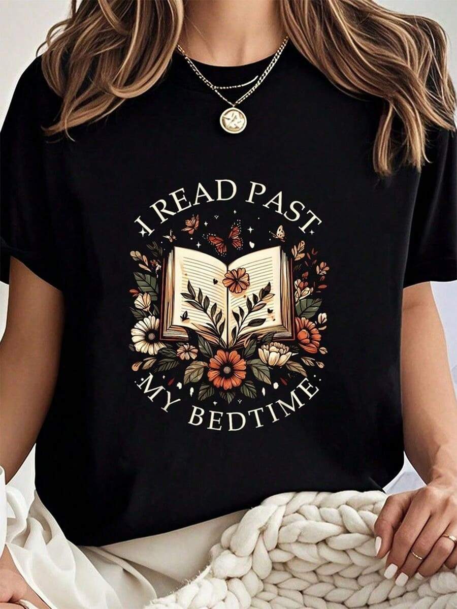 1 pieza < Pascua > Elegante regalo para mujer, camiseta de manga corta con cuello redondo y estampado con motivos de Pascua para primavera, verano y otoño, top versátil de estilo vintage, moderno y casual para ir al trabajo, vacaciones y uso diario, ideal para fiestas, 180g 100% algodón. - Negro - Ver 1