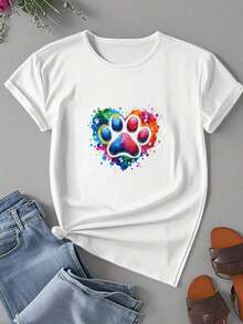 Women's Autumn Clothing - Women's Fruit Print T-Shirt - Double-Sided Graphic Tee. Suitable As A Gift. Women's T-Shirt. Blouses > Elegant. Boho Chic. Soft, Breathable, And Comfortable Women's Top, Ideal For Spring, Summer, And Autumn, Perfect For Vacations, Travel, And Everyday Wear. - 白色 - 查看 2
