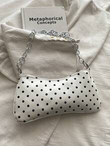 Bolso baguette de cadena grande de unicolor - Blanco - Ver 9