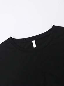 Plus Size Graphic T-Shirts, Short Sleeve T-Shirt With Seashell Print And Round Neck, Casual Summer And Spring Top For Women, 100% Cotton - Black - View 3
