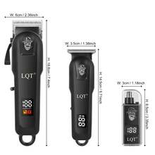 LQT 三件套可充电理容套装 - 理发器、胡须修剪器和鼻毛修剪器，无线多功能理容工具，USB充电，适合居家、旅行和个人护理。完美的节日礼物。 - 黑色 - 查看 3