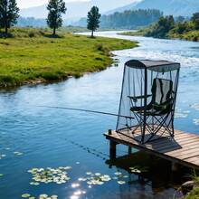 1 pieza Silla de camping y pesca al aire libre con red antimosquitos, red a prueba de insectos con apertura con cremallera, adecuada para pesca, camping, playa, suministros antivectoriales al aire libre, con bolsa de almacenamiento de diseño compacto, silla de camping portátil con red antimosquitos, red de sombra transpirable, red antimosquitos para gazebo moderno, regalo ideal para entusiastas del camping y la pesca - Multicolor - Ver 2