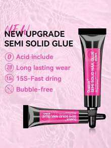Dueloit 2pcs/1pc New Upgraded Quick-Drying 10g Semi-Solid Nail Glue Suitable For Nail Art Tips No UV Light Needed Long-Lasting Realistic Acrylic Nail Glue Set, Random - Clear - View 2