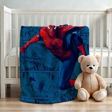 1pc S-Pider-Man Print Blanket,Retro Cartoon Style Throw Blanket,Cartoon Character Printed Blanket,All-Season Universal Nap Blanket,Character Home Decor Blanket,Modern Fashion Gift Suitable For Home Bedroom Bed Sofa Office Lunch Break Cover Picnic Blanket - 彩色 - 查看 4