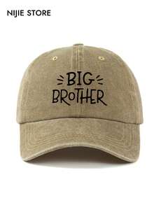 Vintage Washed Baseball Cap - Printed With "Big Brother" | Adjustable Casual Hat, Suitable For Family And Streetwear Style - A - View 7