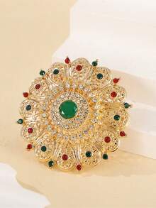 1 Stück Luxus Vintage Stil runder Strass Brosche, Braut Brosche, Damen Corsage, geeignet für Hochzeitskleidung von Frauen im Nahen Osten, Party und Festival Accessoires - Verschiedenfarbig - Übersicht 8