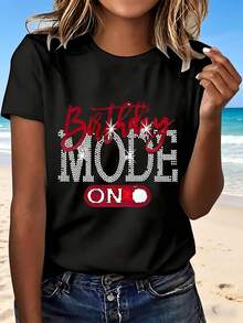 Birthday Mode On T Shirt With Fashion Design Party Fun Perfect Gift For Celebration Events - Negro - Ver 1