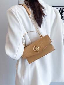 Bolso de mano tejido de moda (color de costura aleatorio) - Caqui - Ver 4