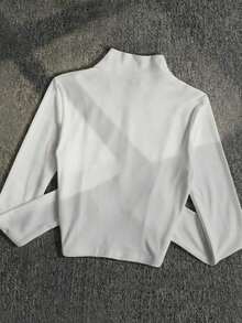 Chaqueta ligera con estampado de polo para mujer, abrigo casual de calle deportivo con cremallera, ajuste delgado de manga larga, otoño - Blanco 2 - Ver 2