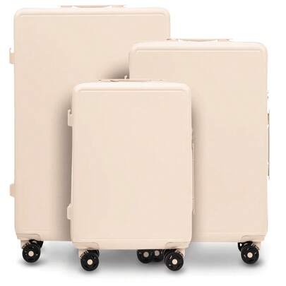 Set di 3 valigie di alta qualità tra cui scegliere: 20", 24", 28" / Serratura TSA Dimensioni grandi circa 75 x 50 x 30 cm o 66 x 44 x 26 cm o cabina 55 x 40 x 20 cm / ABS+ Bagaglio a mano con lucchetto digitale e ruote a 360°, GUSCIO RIGIDO, Valigia con ruote per compagnie aeree popolari, Piccolo bagaglio da viaggio, Colori: rosa, nero, crema, blu pastello.