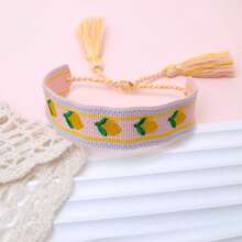 1 pieza Pulsera trenzada elegante y linda hecha a mano con bordado de limón, tamaño ajustable, borla vintage, adecuada para fiesta, viaje, uso bohemio - Multicolor - Ver 6