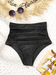 Swim Vcay Bragas bikini de cintura alta fruncido - Negro - Ver 5
