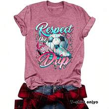 Camisetas casuales de manga corta para mujer, estilo europeo y americano, camisetas de verano de cuello redondo para la Copa Mundial de México y Canadá, en stock para comercio exterior. - azul real - Ver 3
