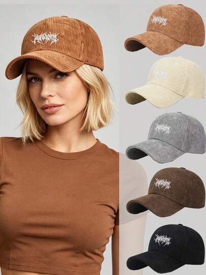 1 PC Fashion Pattern Baseball Cap,Women Multi-Color Adjustable Sports Hat,Unisex Vintage Corduroy Hat Trucker Cap,Sun Protection Curved Brim Hat,Suitable For Casual Indoor Outdoor Daily Wear,Suitable For Adults, Couples, Men And Women