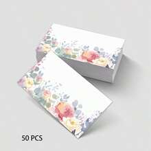 25/50 Pcs Fresh Watercolor Message Cards, Floral Element Blank Writing Surface Cards, Thank You Cards, Blank Greeting Cards, DIY Cards, Pocket Cards, Small Blank Cards, Small Business Supplies, Gift Cards, Birthday Gifts, Unique Gifts, Back-To-School - A - View 8