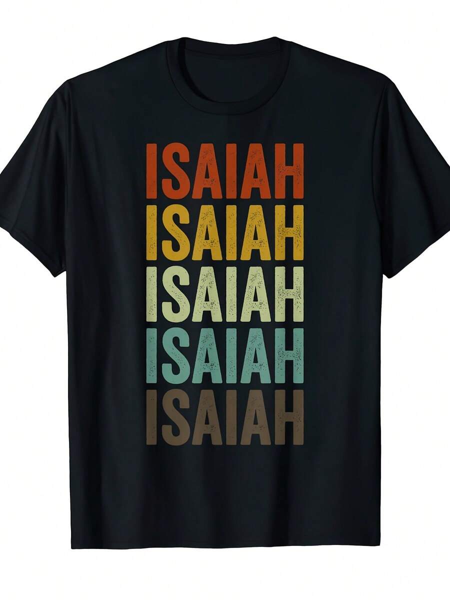 Soft Retro Print T-Shirt, Unisex Casual Short Sleeve T-Shirt, Casual Printed T-Shirt For Men, Suitable For All Seasons, Round Neck, Comfortable To Wear, Fashionable Machine Washable T-Shirt For Summer, Elegant Blouses For Women. - 黑色 - 查看 1