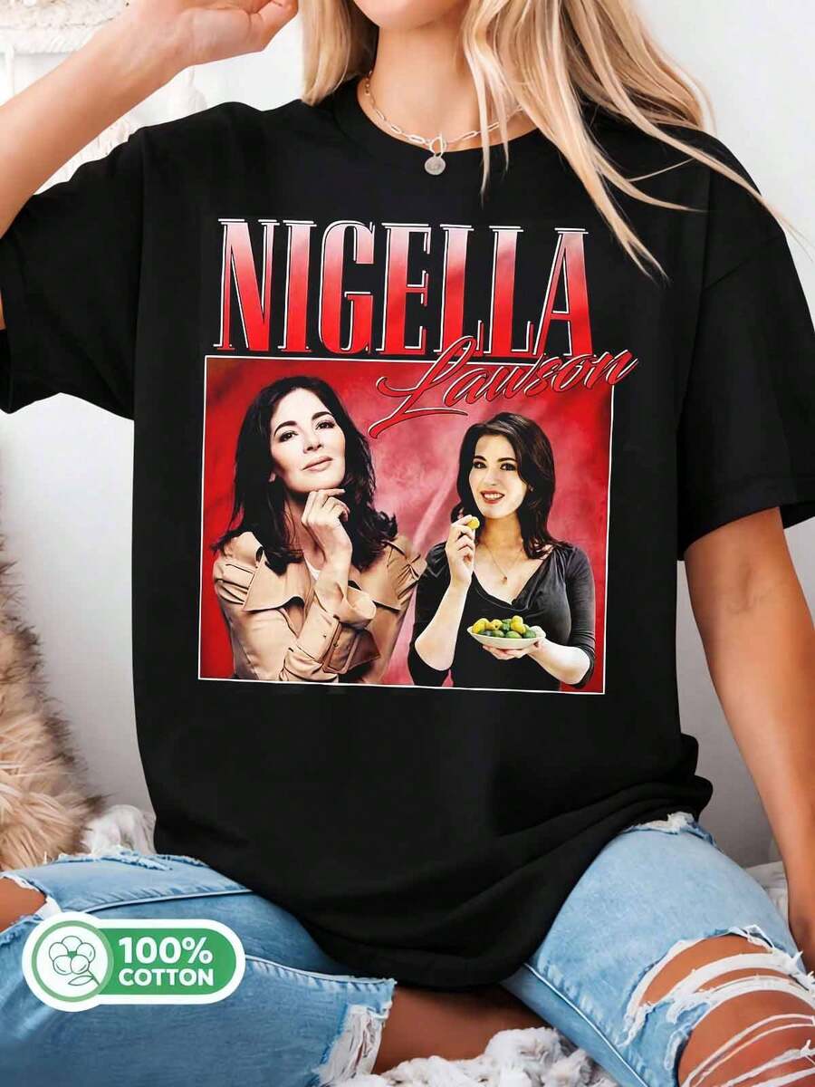 Nigella  Chef Bootleg Tee, Nigella Fan Retro Cooking Homage Graphic Shirt - Black - View 1