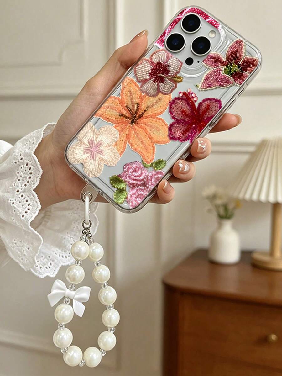 Étui de téléphone avec motif brodé de fleurs et de papillons avec sangle à perles, compatible avec iPhone 13/15/16/17pro/17/14/17/15pro/15 Plus/15 Promax/7plus/8plus/X/Xs Max/Xr/11pro/12pro/13pro/14pro/12mini/13mini/11promax/12promax/13promax/14promax/14plus/17pro Max/17Air/6/6s Plus/7/8/16Pro/16plus/16promax/Se2/17promax et Galaxy A54/A14/A12/A13/A15/A32/A33/A24/A52S/S20/S21/S22/S23/S24/S23Plus/S24ultra/S25/A15/A33/A23/A07/A17/S26/A56/A57 - Multicolore - Voir 1