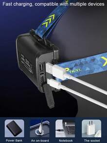 1 buah Lampu Kepala LED Super Terang, Lampu Kepala Tahan Air dengan Jangkauan Jauh 6000m, Cocok untuk Berburu Malam di Luar Ruangan, Memancing, Berkemah, Bersepeda, dan Penerangan Kerja - Hitam - View 9