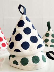 1 buah Sarung Tangan Tahan Panas Motif Polkadot & Penutup Panci Segitiga, Alas Panci Isolasi Panas untuk Peralatan Masak Rumah Tangga - View 9