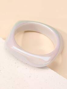 NAIZHU 1/4pcs Fashionable High-End Geometric Iridescent Resin Bracelets, Teen Daily Party Accessories - White - View 15