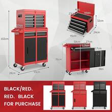 COSTWAY 5-Drawer Tool Chest, 2-In-1 Large Capacity Tool Cabinet With Wheels & Auto-Locking System, Heavy-Duty Metal Rolling Toolbox For Workshop, Warehouse, Garage - A - View 5