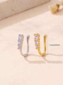 1 chiếc khuyên mũi hình chữ U tối giản thanh lịch, đính đá zirconia tổng hợp, thích hợp làm quà tặng Ngày của Mẹ, dự tiệc, đám cưới, hoặc đeo hàng ngày. - hình chữ nhật - Xem 7