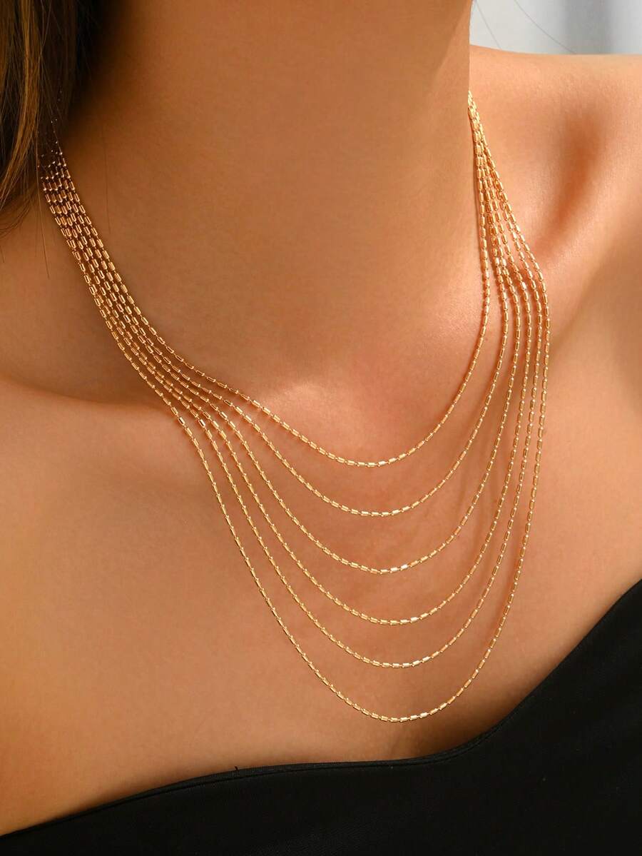 1 pieza Collar de mujer de moda multicapa, versátil y adecuado para uso diario - multicolor - Ver 1