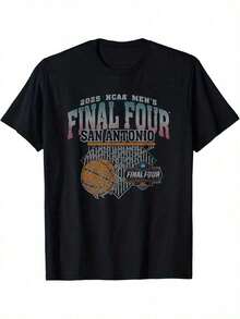 Premium Casual Unisex T-Shirts -  T-Shirt - San Antonio Spurs Arched C-Rest - Unisex Jersey Made Of 220g High Density Pure Cotton - 黑色 - 查看 1