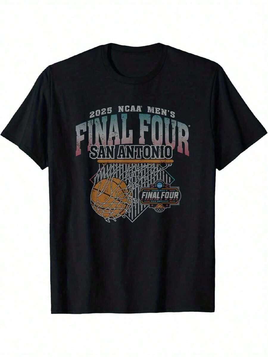 Premium Casual Unisex T-Shirts - T-Shirt - San Antonio Spurs Arched C-Rest - Unisex Jersey Made Of 220g High Density Pure Cotton - 黑色 - 查看 1