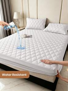 South Life 1pc Waterproof Fitted Sheet, Mothers Day Decor, Bedding, Noiseless Full Size Mattress Pad With Deep Pocket Fitted Up To 11", Skin-Friendly Bed Cover Set, Room Decor, Mothers Day Gift, Breathable Fitted Sheet Quilted Mattress Pad Cover, Machine Washable - White - View 2
