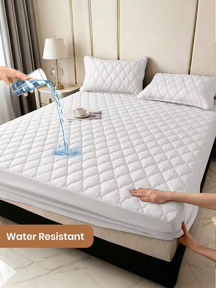 South Life 1pc Waterproof Fitted Sheet, Mothers Day Decor, Bedding, Noiseless Full Size Mattress Pad With Deep Pocket Fitted Up To 11", Skin-Friendly Bed Cover Set, Room Decor, Mothers Day Gift, Breathable Fitted Sheet Quilted Mattress Pad Cover, Machine Washable