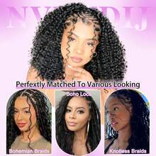 bling hair Tóc móc sợi sóng sâu, 100 sợi, kiểu thắt nút kỳ diệu, tóc móc xoăn dành cho nữ, đã được tách sẵn, không có nút thắt, tóc nối móc sợi lông vũ làm từ tóc thật. - Natural Black - Xem 7