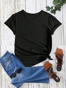 New Loose And Casual Summer T-Shirt For Women With Print. Suitable As A Gift. Women's T-Shirt. Elegant Blouses. Boho Chic. Soft, Breathable, And Comfortable Women's Top, Ideal For Spring, Summer, And Autumn, Perfect For Vacations, Travel, And Everyday Wear. - 黑色 - 查看 2