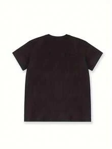 Women's T-Shirt With Simple And Versatile Y2K Style Design With Fishbone Pattern - Casual Short Sleeve T-Shirt 100% Cotton, Blue And Brown Geometric Print, Loose H-Shaped Fit For Spring, Summer And Autumn - Elegant Casual Garment And Impactful Artistic Piece. - 黑色 - 查看 3