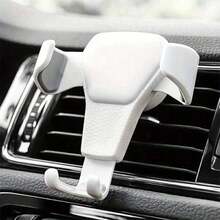 Gravity Car Phone Holder, Auto Air Vent Mount Cradle, ABS Material, Triangle Shape, Rotatable Device Mount Compatible With Vehicles, Navigation Support Bracket For Smartphones - White - View 6